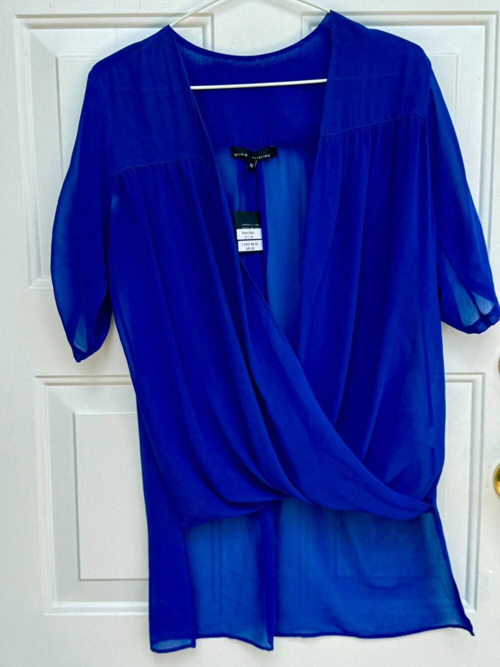 Atina Cristina Royal Blue Chiffon Tunic NWT Size XS